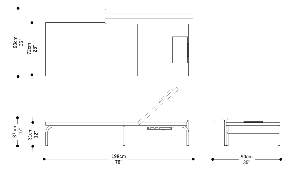 Image of the main dimensions of the product